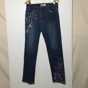 Dolcezza Womens Jeans Sz 12 x 31 Paint Splatter Slim Leg Mid-Rise 70405